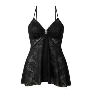Vtg.  Black Lace Embellished Cami